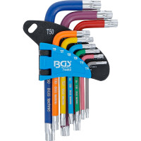 BGS 74460 Winkelschlüssel-Satz | Multicolour | kurz | T-Profil (für Torx) mit Bohrung T10 - T50 | 9-tlg.