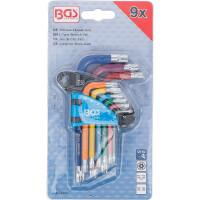 BGS 74460 Winkelschlüssel-Satz | Multicolour | kurz | T-Profil (für Torx) mit Bohrung T10 - T50 | 9-tlg.