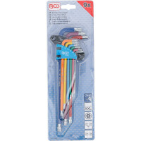 BGS 74462 Winkelschlüssel-Satz | Multicolour | extra lang | T-Profil (für Torx) mit Bohrung T10 - T50 | 9-tlg.