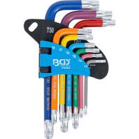 BGS 74463 Winkelschlüssel-Satz | Multicolour | kurz | T-Profil (für Torx) mit Bohrung und Kugelkopf T10 - T50 | 9-tlg.