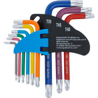 BGS 74463 Winkelschlüssel-Satz | Multicolour | kurz | T-Profil (für Torx) mit Bohrung und Kugelkopf T10 - T50 | 9-tlg.