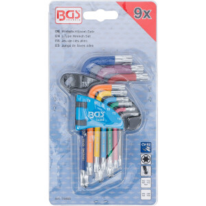BGS 74466 Winkelschlüssel-Satz | Multicolour | kurz | T-Profil (für Torx) mit Kugelkopf T10 - T50 | 9-tlg.