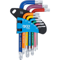 BGS 74466 Winkelschlüssel-Satz | Multicolour | kurz | T-Profil (für Torx) mit Kugelkopf T10 - T50 | 9-tlg.