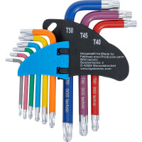 BGS 74466 Winkelschlüssel-Satz | Multicolour | kurz | T-Profil (für Torx) mit Kugelkopf T10 - T50 | 9-tlg.