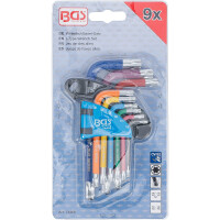 BGS 74466 Winkelschlüssel-Satz | Multicolour | kurz | T-Profil (für Torx) mit Kugelkopf T10 - T50 | 9-tlg.
