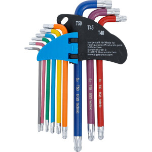 BGS 74467 Winkelschlüssel-Satz | Multicolour | T-Profil (für Torx) mit Kugelkopf T10 - T50 | 9-tlg.