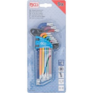 BGS 74467 Winkelschlüssel-Satz | Multicolour | T-Profil (für Torx) mit Kugelkopf T10 - T50 | 9-tlg.
