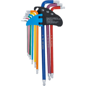 BGS 74468 Winkelschlüssel-Satz | Multicolour | extra lang | T-Profil (für Torx) mit Kugelkopf T10 - T50 | 9-tlg.
