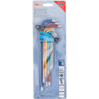 BGS 74468 Winkelschlüssel-Satz | Multicolour | extra lang | T-Profil (für Torx) mit Kugelkopf T10 - T50 | 9-tlg.
