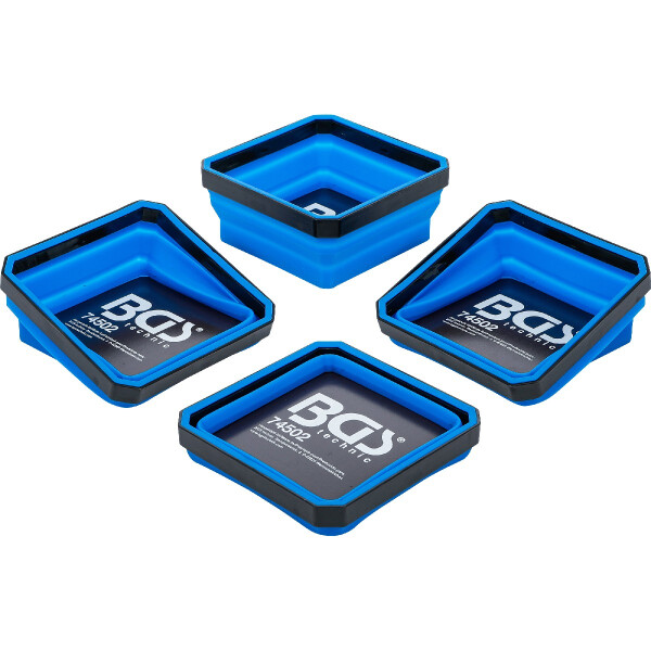 BGS 74502 Magnet-Haftschalen-Satz | Silikon | faltbar | 115 x 115 x 50 mm | 4-tlg.