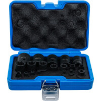 BGS 74554 Kraft-Steckschlüssel-Einsatz-Satz | E-Profil Plus | Antrieb Innenvierkant 6,3 mm (1/4"), 10 mm (3/8"), 12,5 mm (1/2") | SW EP4 - E32 | 19-tlg.