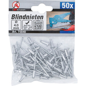 BGS Diy 75848 Blindnieten-Sortiment | Ø 4,0 mm | 50-tlg.