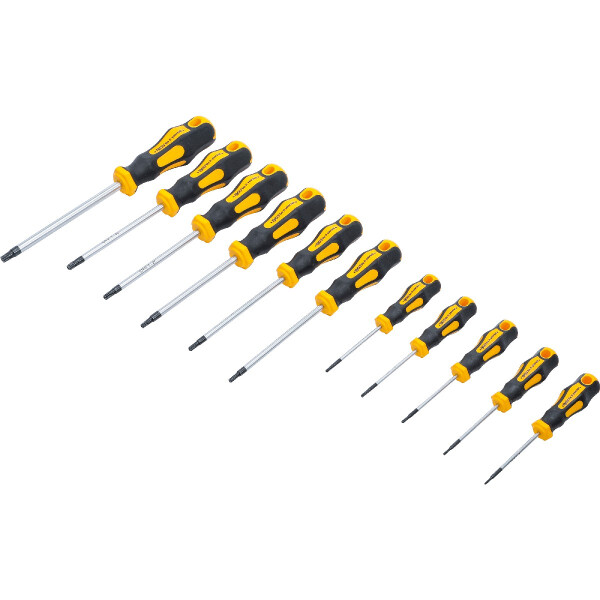 BGS Diy 7845 Schraubendreher-Satz | T-Profil (für Torx) mit Bohrung T6 - T40 | 11-tlg.