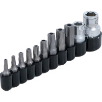 BGS 786 Bit-Satz | Antrieb Außensechskant 6,3 mm (1/4") / 10 mm (3/8") | T-Profil (für Torx) mit Bohrung | 11-tlg.