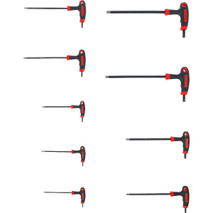 BGS Diy 7880 Schraubendreher-Satz mit T-Griff und seitlicher Klinge | T-Profil (für Torx) mit Bohrung | T10 - T50 | 9-tlg.