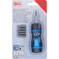BGS 7898 Mini-Schraubendreher-Bit-Satz | mit Ratschen-Drehgriff, umschaltbar | 7-tlg.
