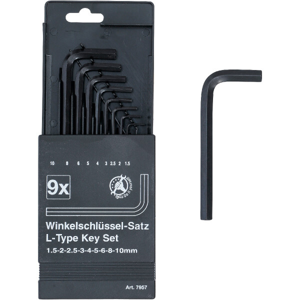 BGS Diy 7957 Winkelschlüssel-Satz | Innensechskant 1,5 - 10 mm | 9-tlg.