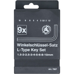 BGS Diy 7957 Winkelschlüssel-Satz | Innensechskant 1,5 - 10 mm | 9-tlg.