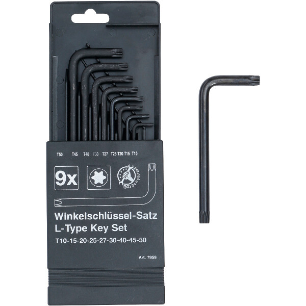 BGS Diy 7959 Winkelschlüssel-Satz | T-Profil (für Torx) T10 - T50 | 9-tlg.