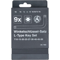 BGS Diy 7959 Winkelschlüssel-Satz | T-Profil (für Torx) T10 - T50 | 9-tlg.