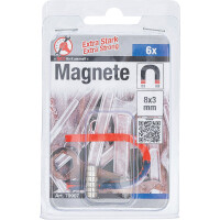 BGS Diy 79907 Magnet-Satz | extra stark | Ø 8 mm | 6-tlg.