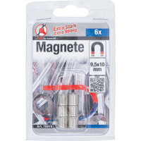 BGS Diy 79919 Magnet-Satz | extra stark | Ø 9,5 mm | 6-tlg.