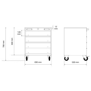 BGS 80220 Werkstattwagen | 4 Schubladen | leer | für...