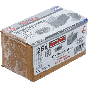 BGS Diy 80333 Winkelverbinder | rostfrei | 40 x 40 x 40 mm | Spar-Pack | 25 Stück