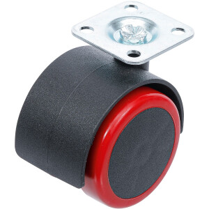 BGS Diy 80336 Lenk-Doppelrolle | rot/schwarz | 50 mm