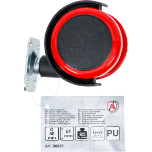BGS Diy 80336 Lenk-Doppelrolle | rot/schwarz | 50 mm