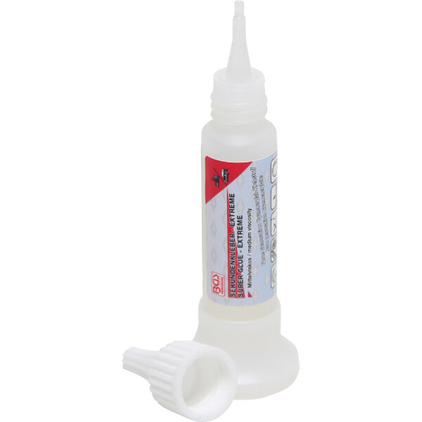 BGS 80607 Sekundenkleber | mittelviskos | Flasche mit Standfuß 25 g