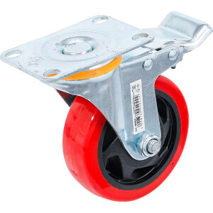 BGS Diy 80664 Lenkrolle mit Bremse | rot/schwarz |...