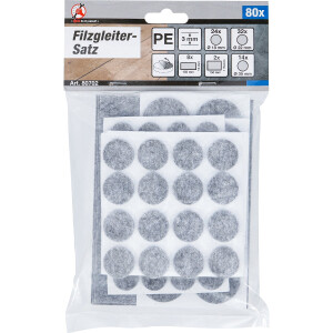BGS Diy 80702 Filzgleiter-Satz | grau-meliert | 80-tlg.