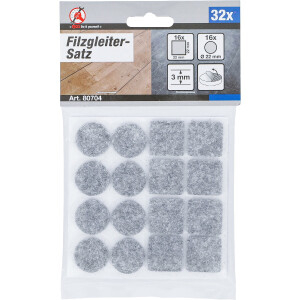 BGS Diy 80704 Filzgleiter-Satz | grau-meliert | 32-tlg.