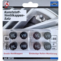 BGS Diy 80722 Kunststoff-Ventilkappen-Satz | zur Reifenmarkierung | 8-tlg.