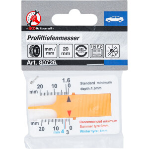 BGS Diy 80726 Profiltiefenmesser | mit Schlüsselanhänger | 0 - 20 mm