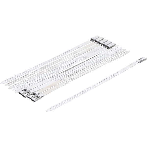 BGS Diy 80780 Kabelbinder-Sortiment | Edelstahl | rostfrei | 7,0 x 200 mm | 10-tlg.