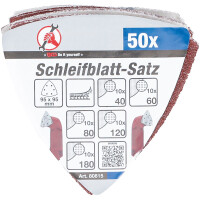 BGS Diy 80815 Schleifblatt-Satz für Dreieckschleifer | 95 x 95 mm | K 40 - 180 | 50-tlg.