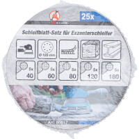 BGS Diy 80817 Schleifblatt-Satz für Exzenterschleifer | Ø 125 mm | K 40 - 180 | 25-tlg.