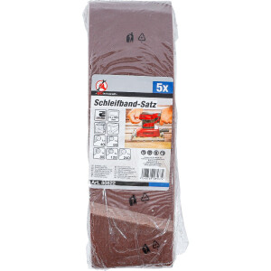 BGS Diy 80822 Schleifband-Satz | für Bandschleifer | 75 x 533 mm | K 40 - 60 - 80 - 120 - 240 | 5 tlg.