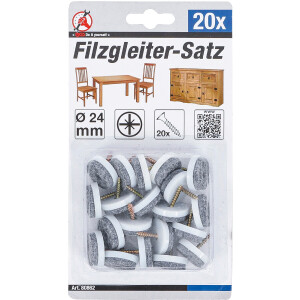 BGS Diy 80862 Filzgleiter-Satz | mit Schrauben | Ø 24 mm | 20-tlg.