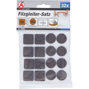 BGS Diy 80863 Filzgleiter-Satz | braun | 32-tlg.