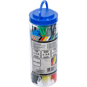 BGS Diy 80873 Kabelbinder-Sortiment | farbig | 100 - 150 - 200 mm | 450-tlg.