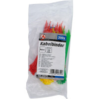 BGS Diy 80875 Kabelbinder-Sortiment | farbig | 2,4 x 100 mm | 200-tlg.