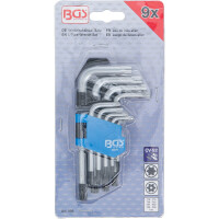 BGS 809 Winkelschlüssel-Satz | kurz | T-Profil (für Torx) mit Bohrung T10 - T50 | 9-tlg.