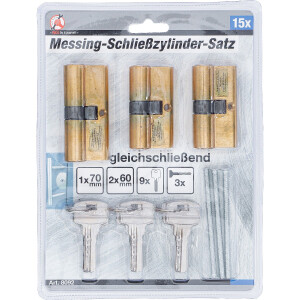 BGS Diy 8092 Messing-Schließzylinder-Satz | gleichschließend | 15-tlg.