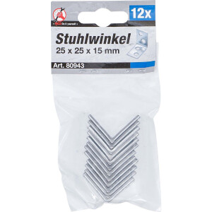 BGS Diy 80943 Stuhlwinkel | 25 x 25 x 15 mm | 12-tlg.