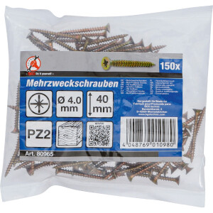 BGS Diy 80965 Mehrzweckschrauben | Kreuzschlitz PZ2 | 4,0...