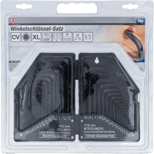 BGS Diy 810 Winkelschlüssel-Satz | Zollmaße/metrisch | Innensechskant | 30-tlg.