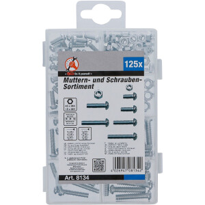 BGS Diy 8134 Muttern- und Schrauben-Sortiment | metrisch | M4 / M5 | 126-tlg.